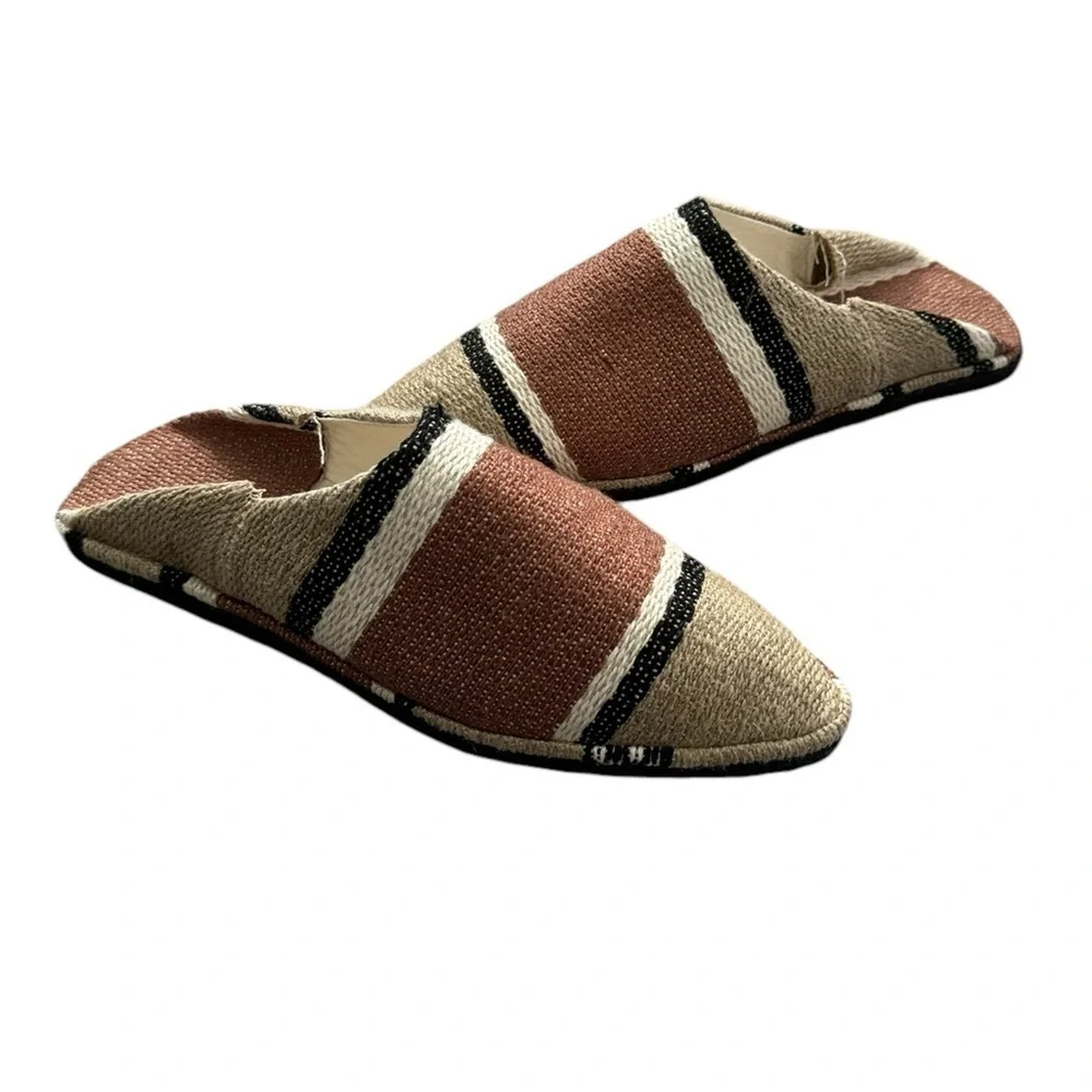 NEW Pedro Garcia Striped Mules Espadrilles size 11 Neutral